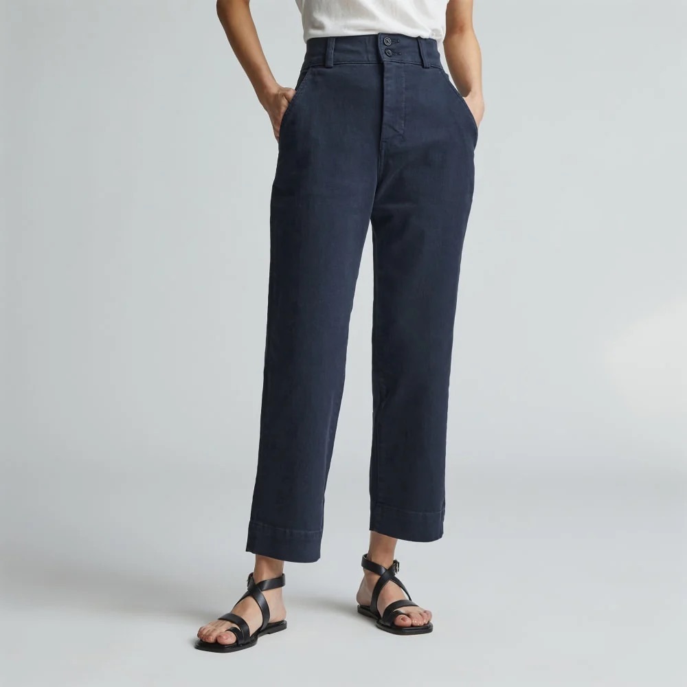 EUC Everlane The Organic Straight Leg Pant - Navy